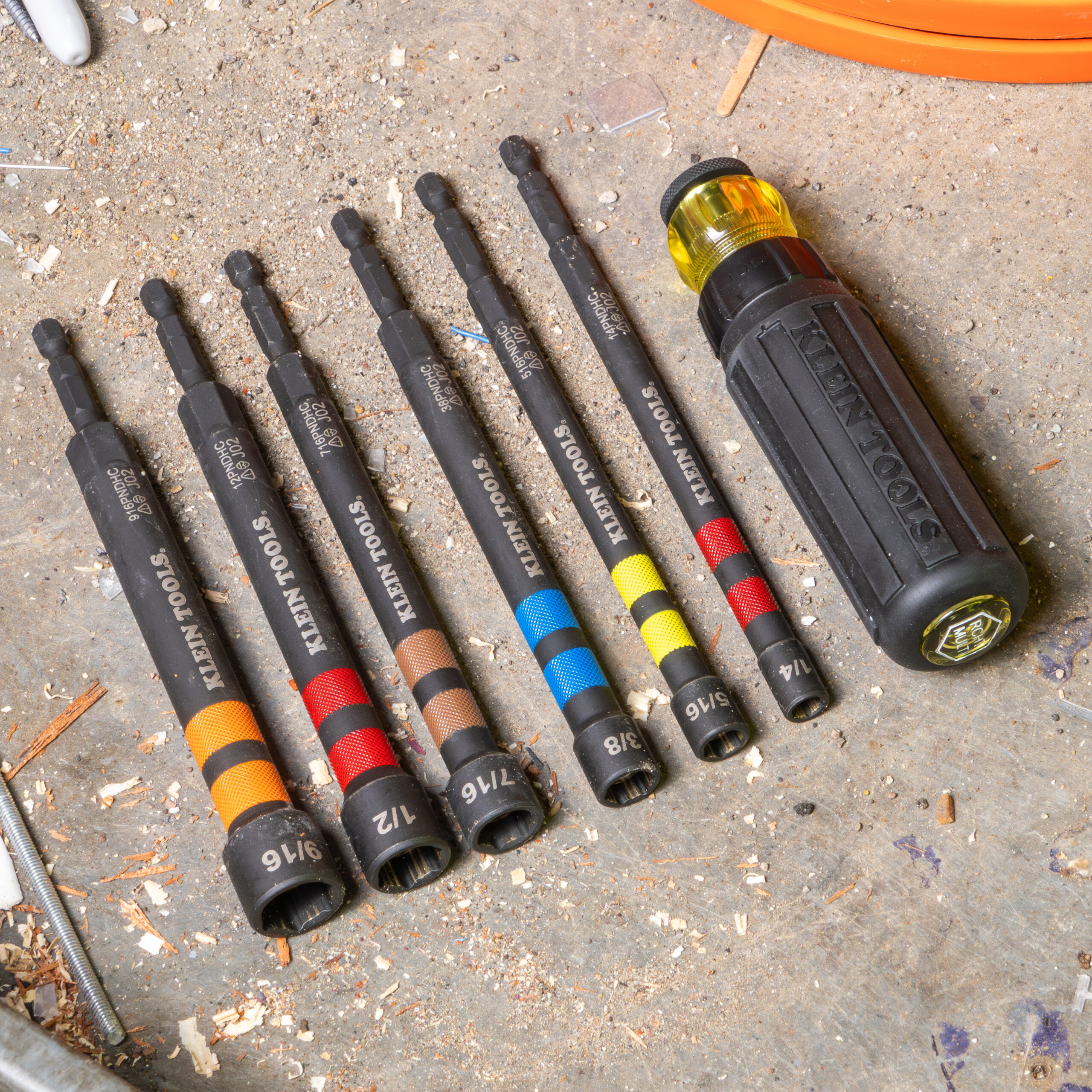 Klein 32950 Nut Drivers Set Displayed with Color-Coded Handles