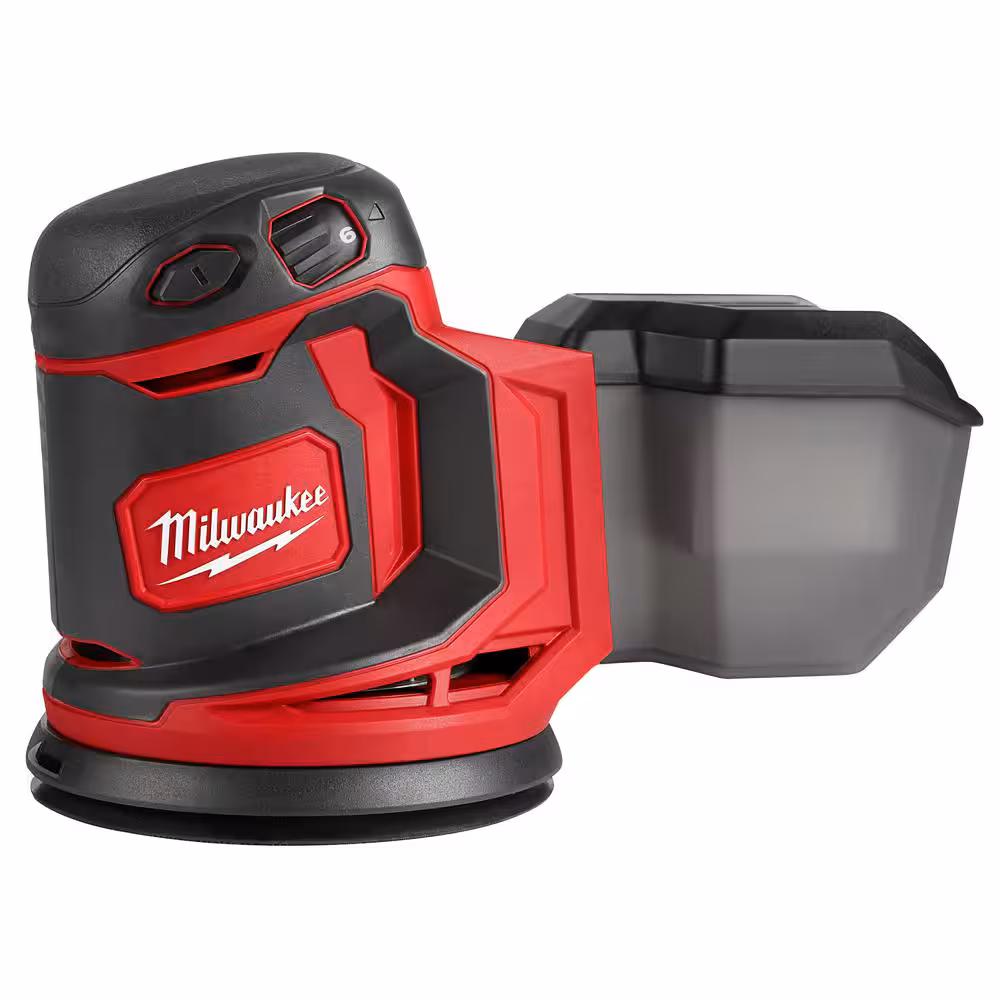 Close-Up of Milwaukee M18 Sander with Dust Collection System