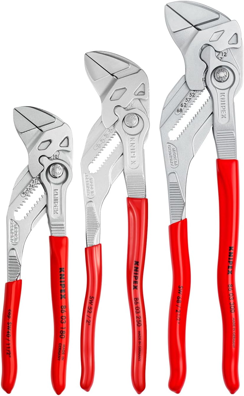 The KNIPEX Tools 00 20 06 US2 Pliers Wrench 3-Piece Set is perfect for gripping and adjusting with precision.